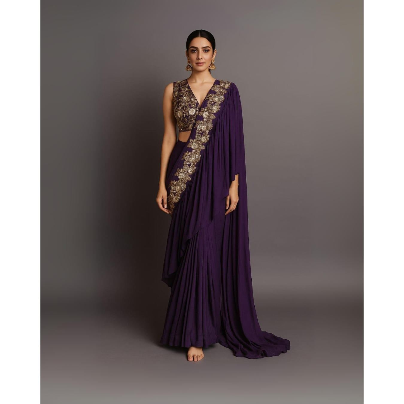 Purple Drape Saree