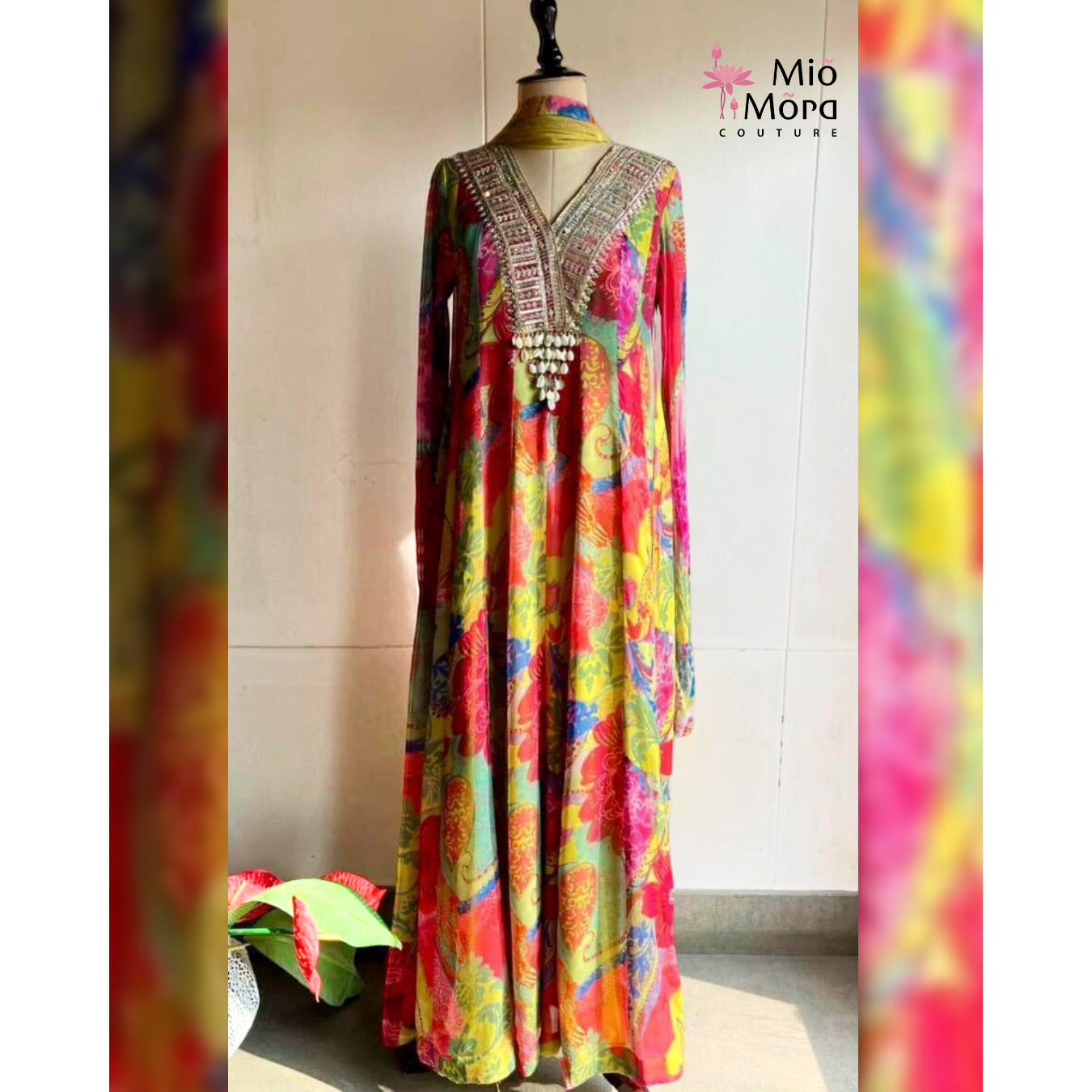 Yellow multicolor Anarkali