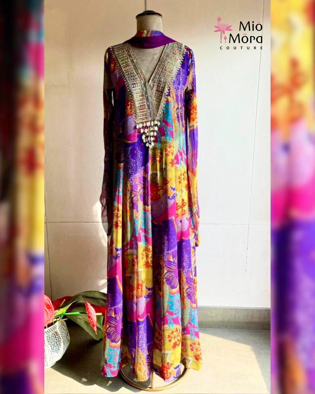 Purple Georgette Anarkali Set