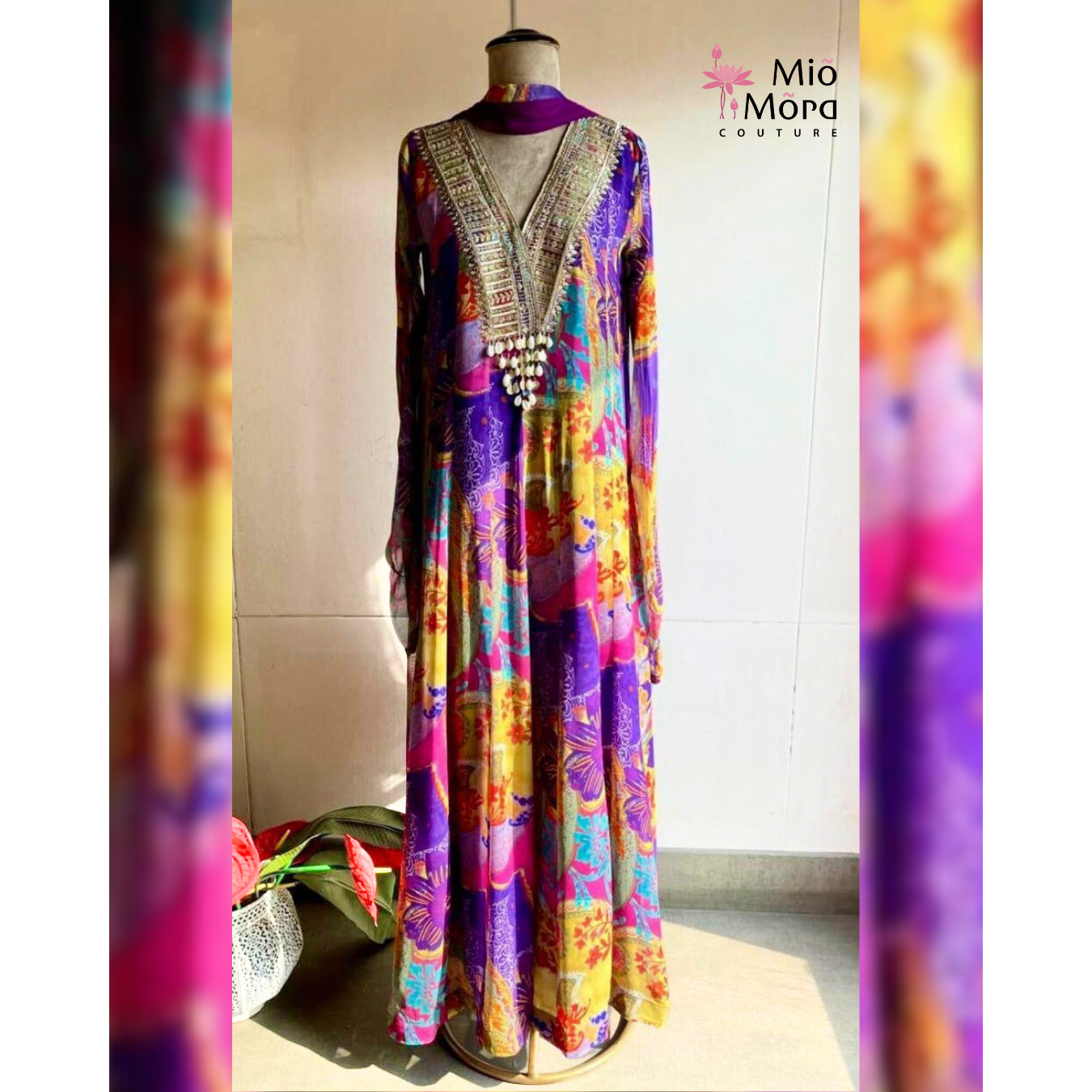 Purple Georgette Anarkali Set