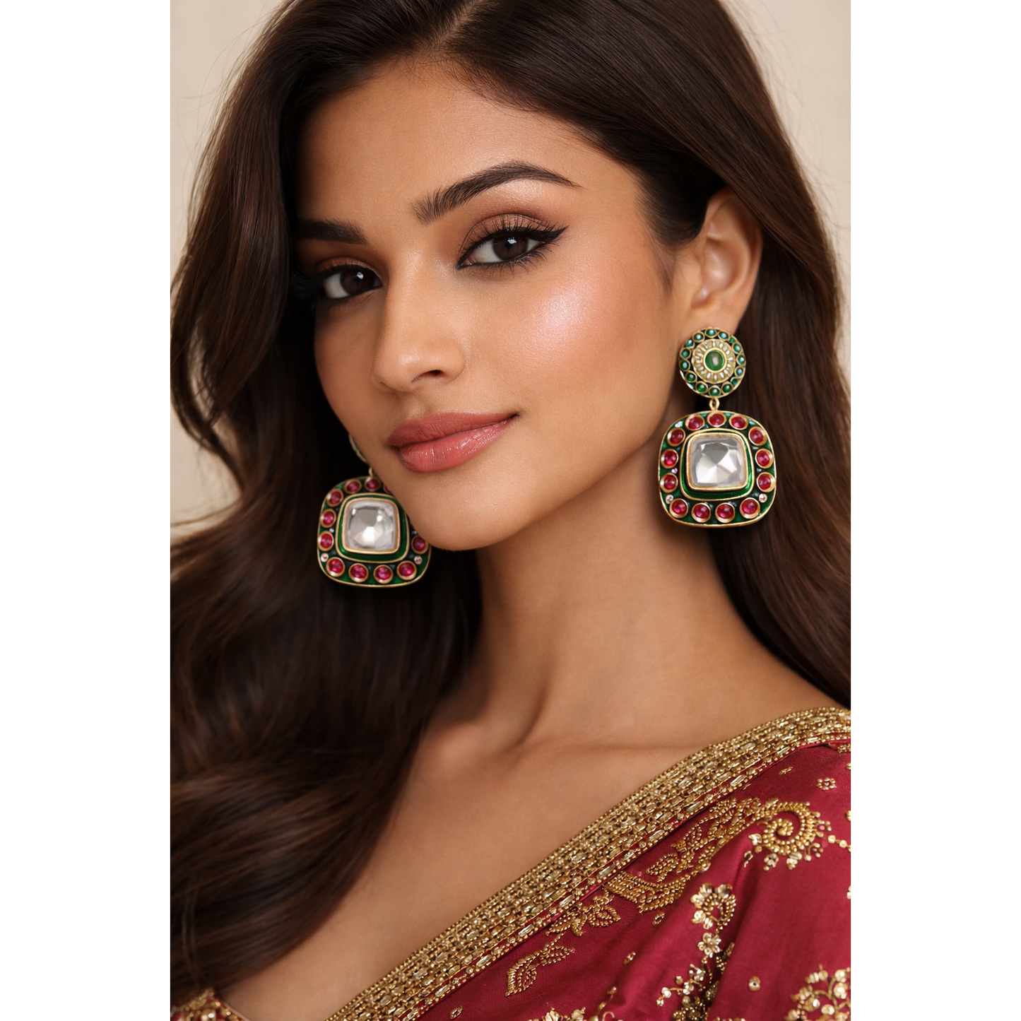 Green/Red Mosanite Earrings