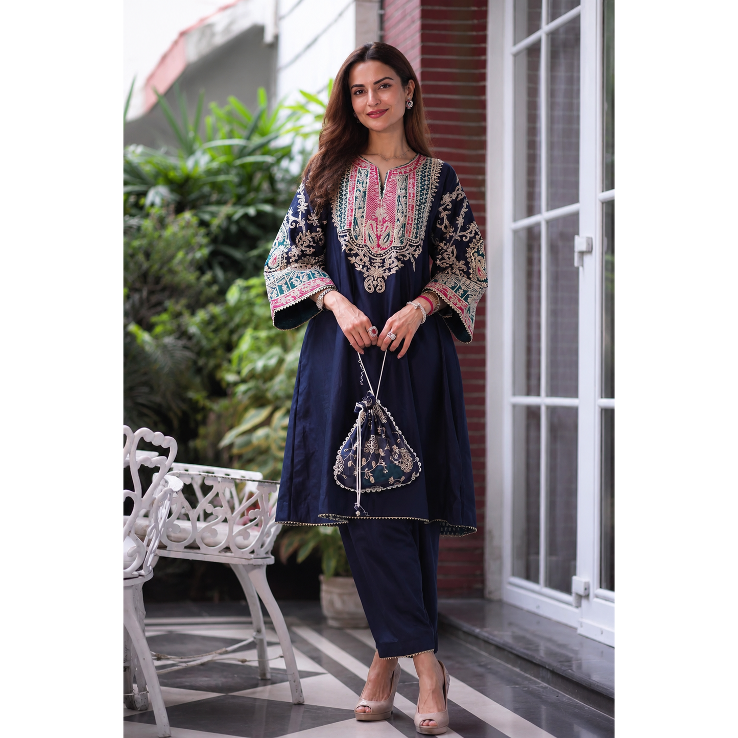 Midnight Blue Embroidered Kurta Set