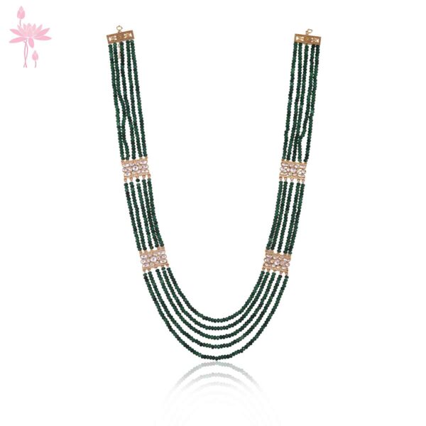 Alia Necklace – Stunning Emerald Strings with Kundan Tukdi Design