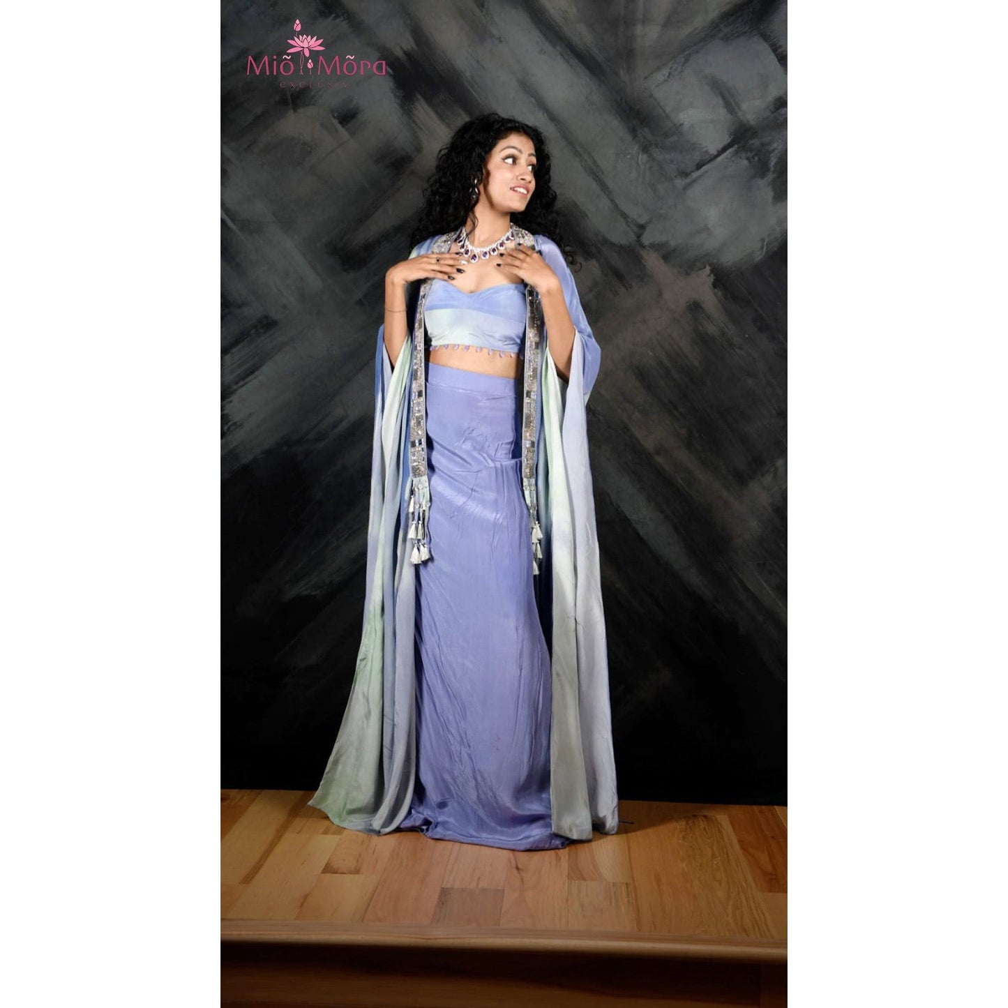 Indo Western Lavender Skirt with Cape
