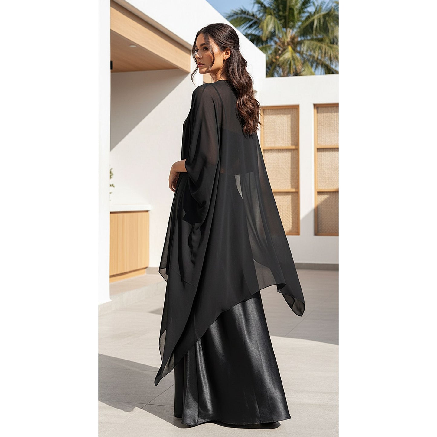 BLACK SATIN EMBROIDERED LEHENGA SET