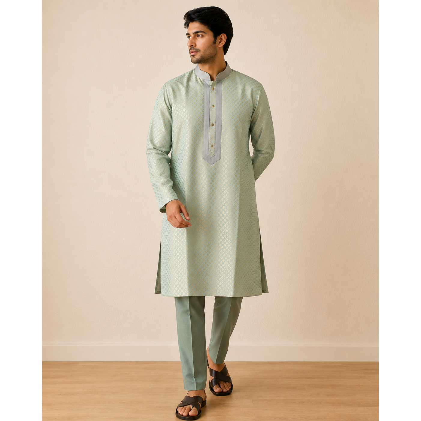Green Mens Kurta Set