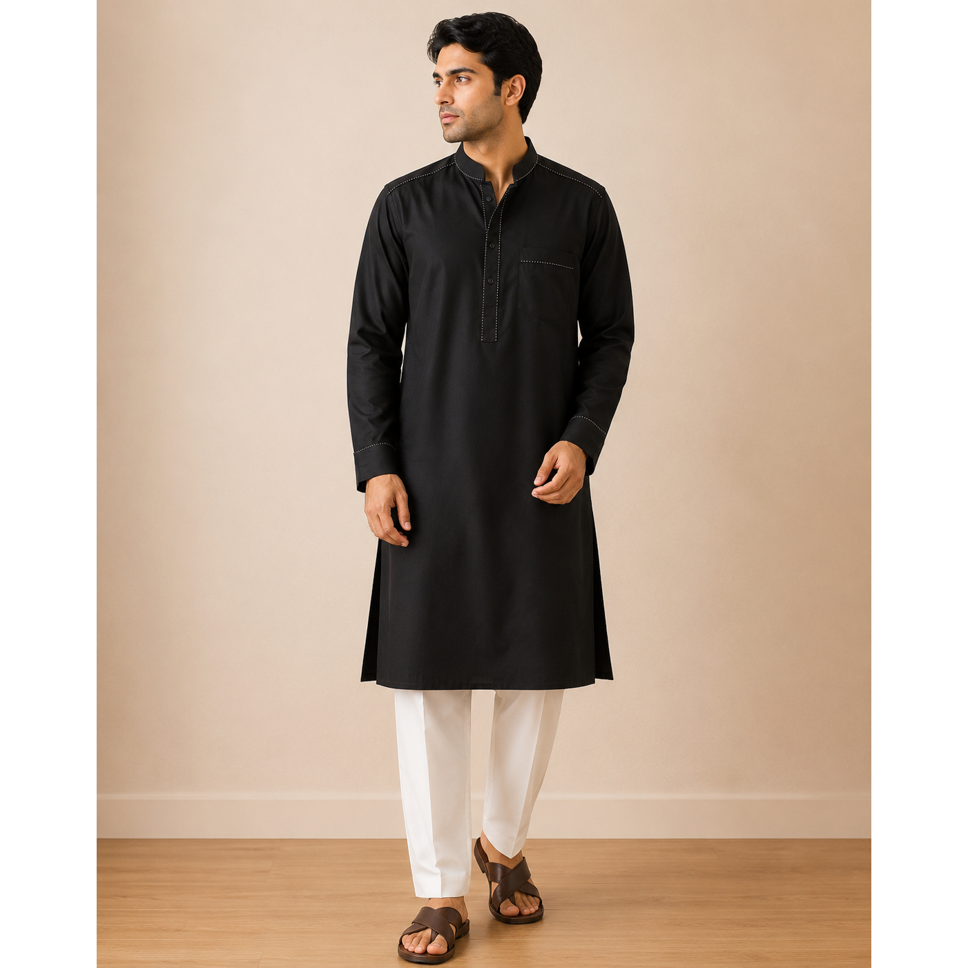 Plain Black Kurta set