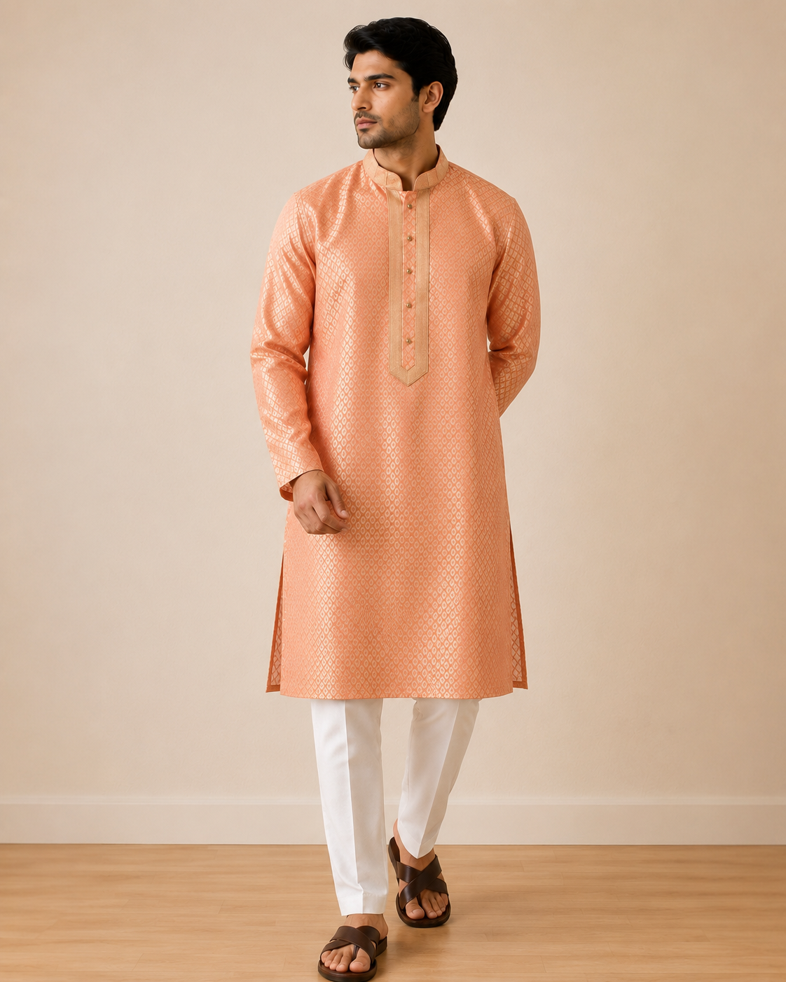 Mens Kurta set with gold detailing