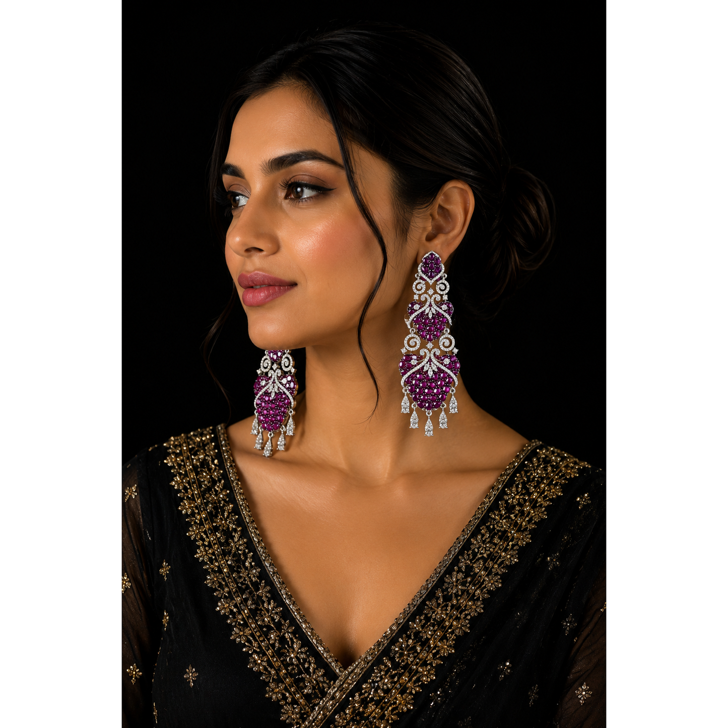 Royal Amethyst Crystal Chandelier Earrings