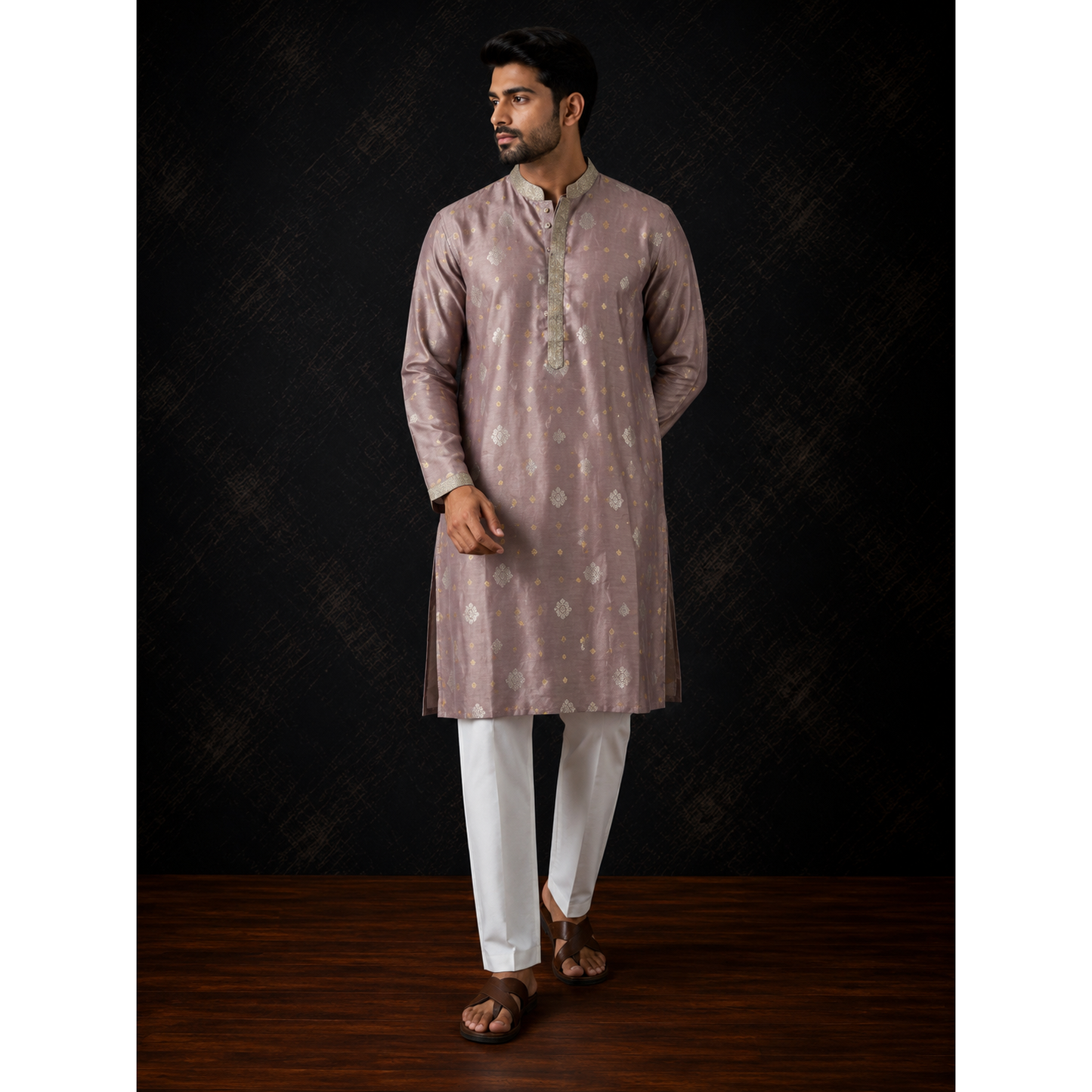 Dusty Mauve Woven Men's Kurta Set