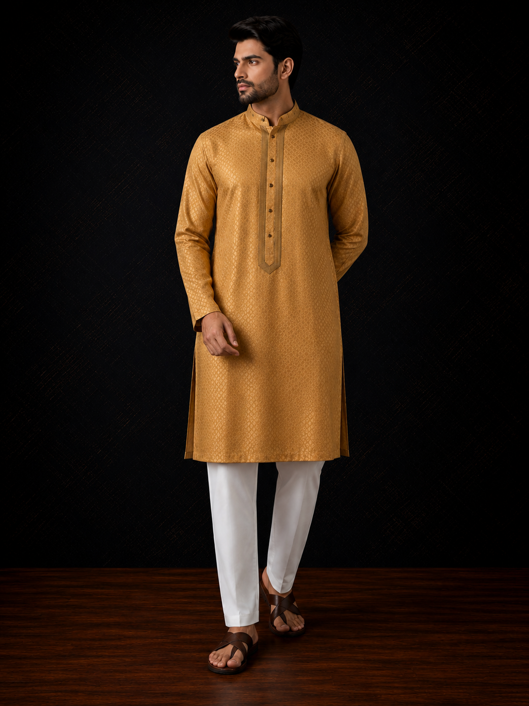 Gold Brocade Men's Kurta Set
