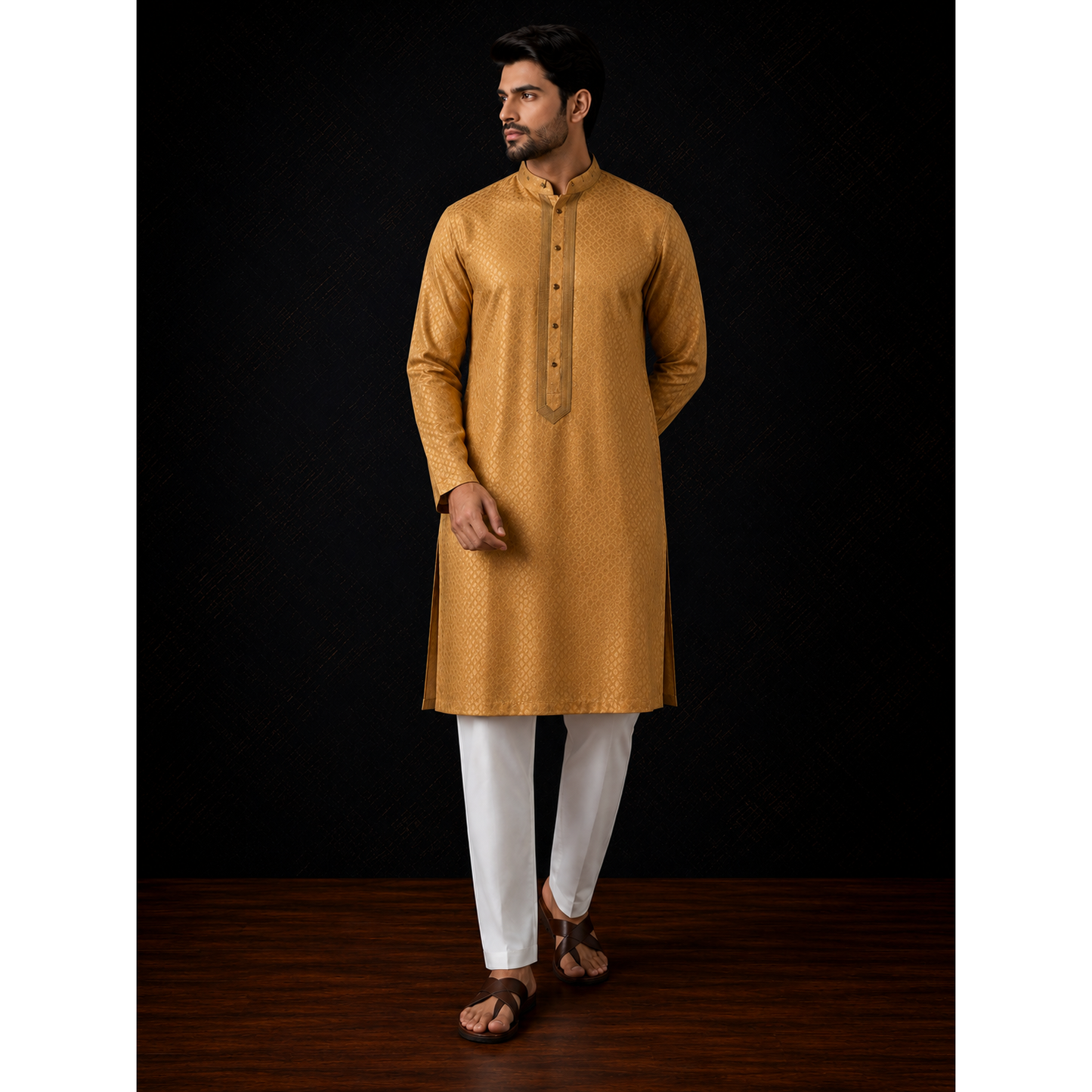 Gold Brocade Men's Kurta Set