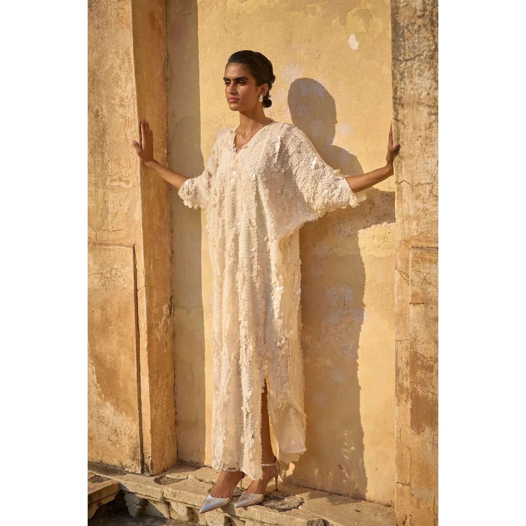 Ivory Paillette Kaftan Dress Mio Mora Ivory Paillette Kaftan Dress Mio Mora