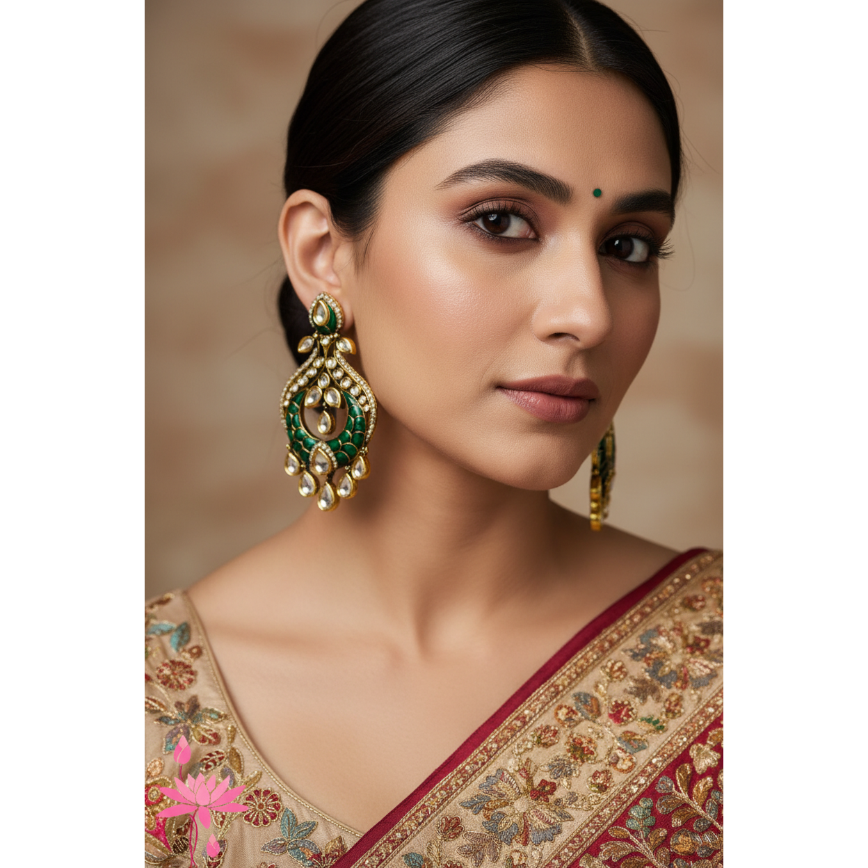 Green Kundan Earrings