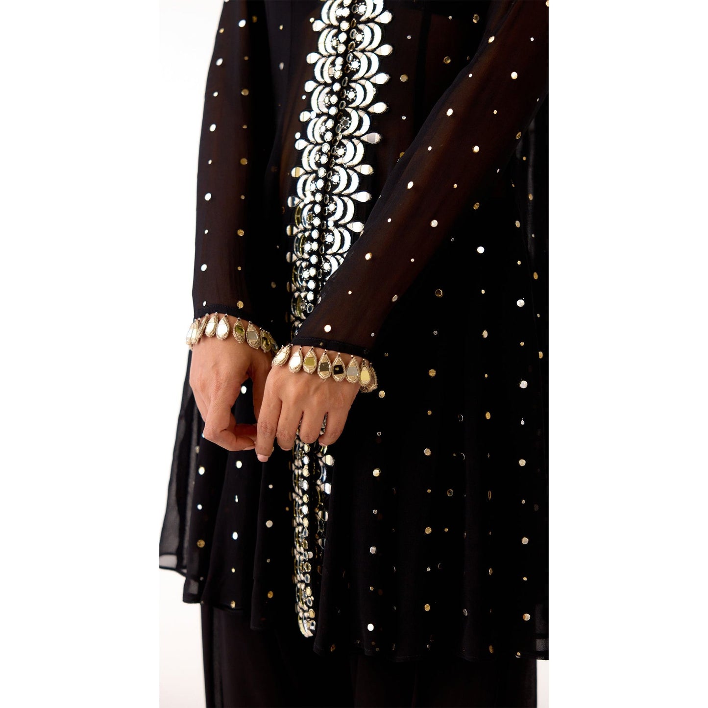 lack Sequin Embroidered Kurta Sharara Set