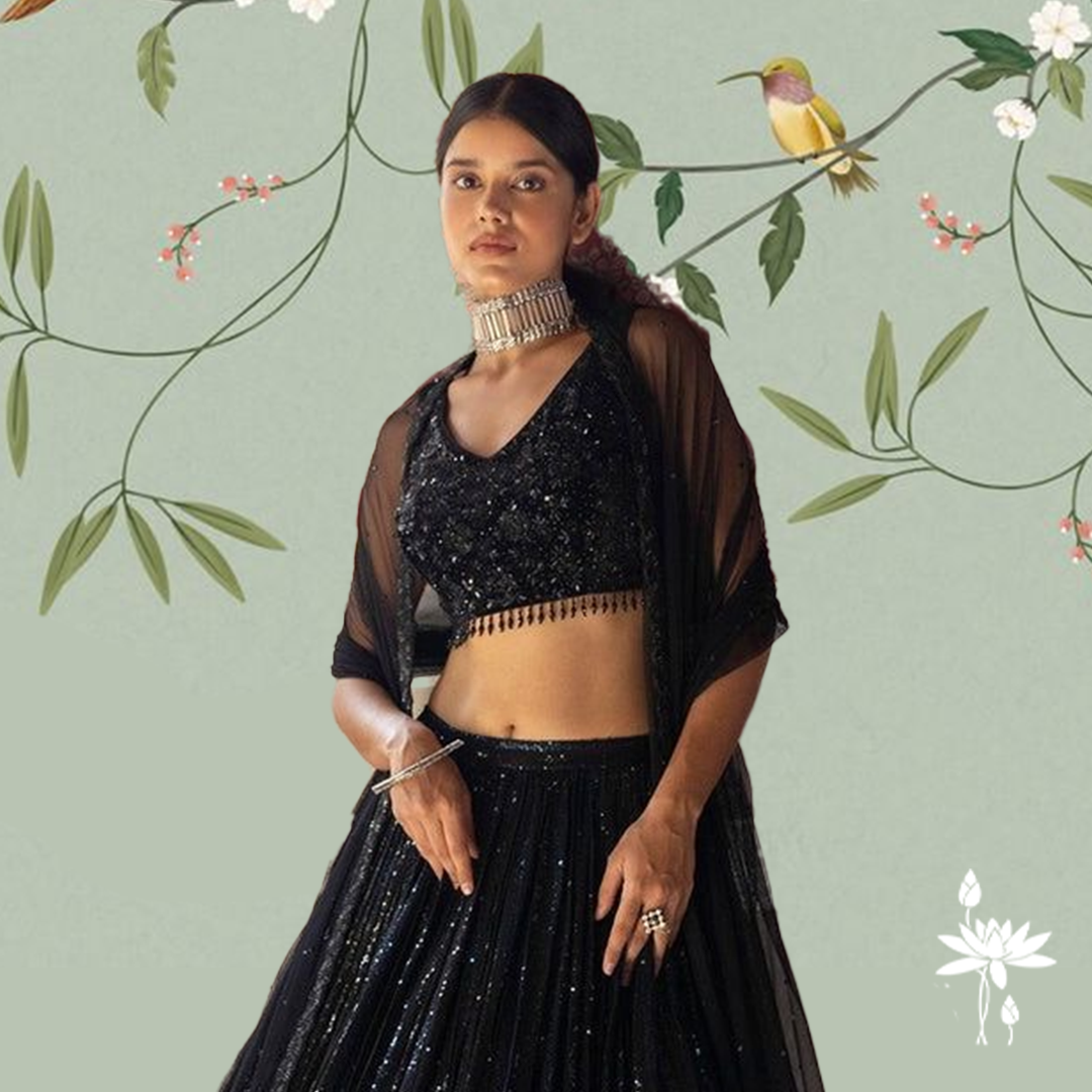 black sequinned lehnga choli set