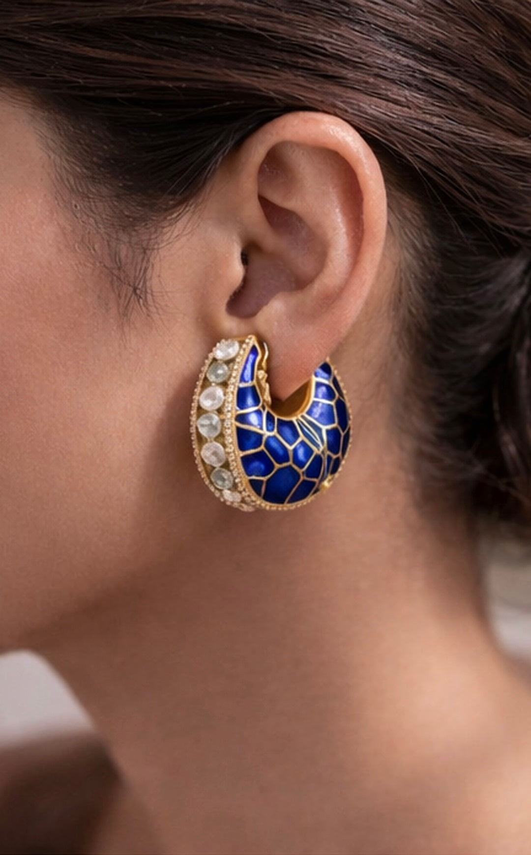 Blue Enamel Earring