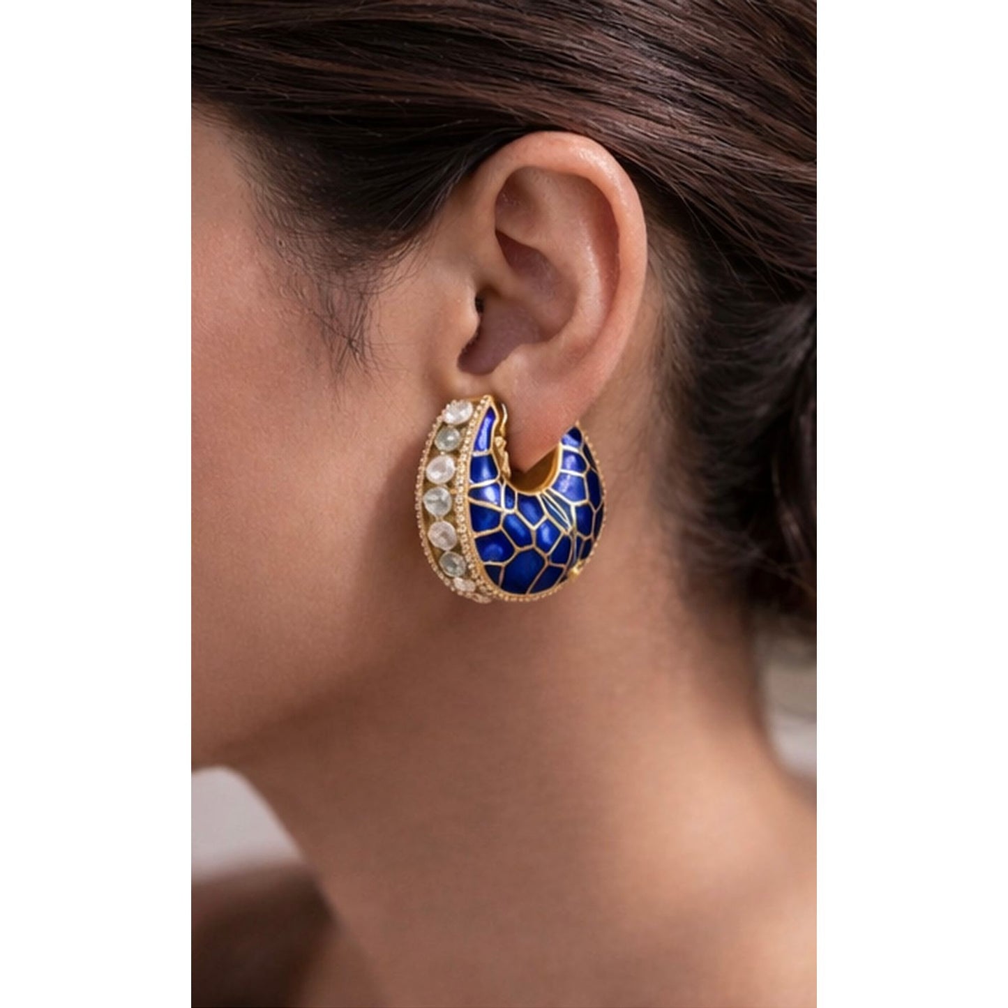 Blue Enamel Earring