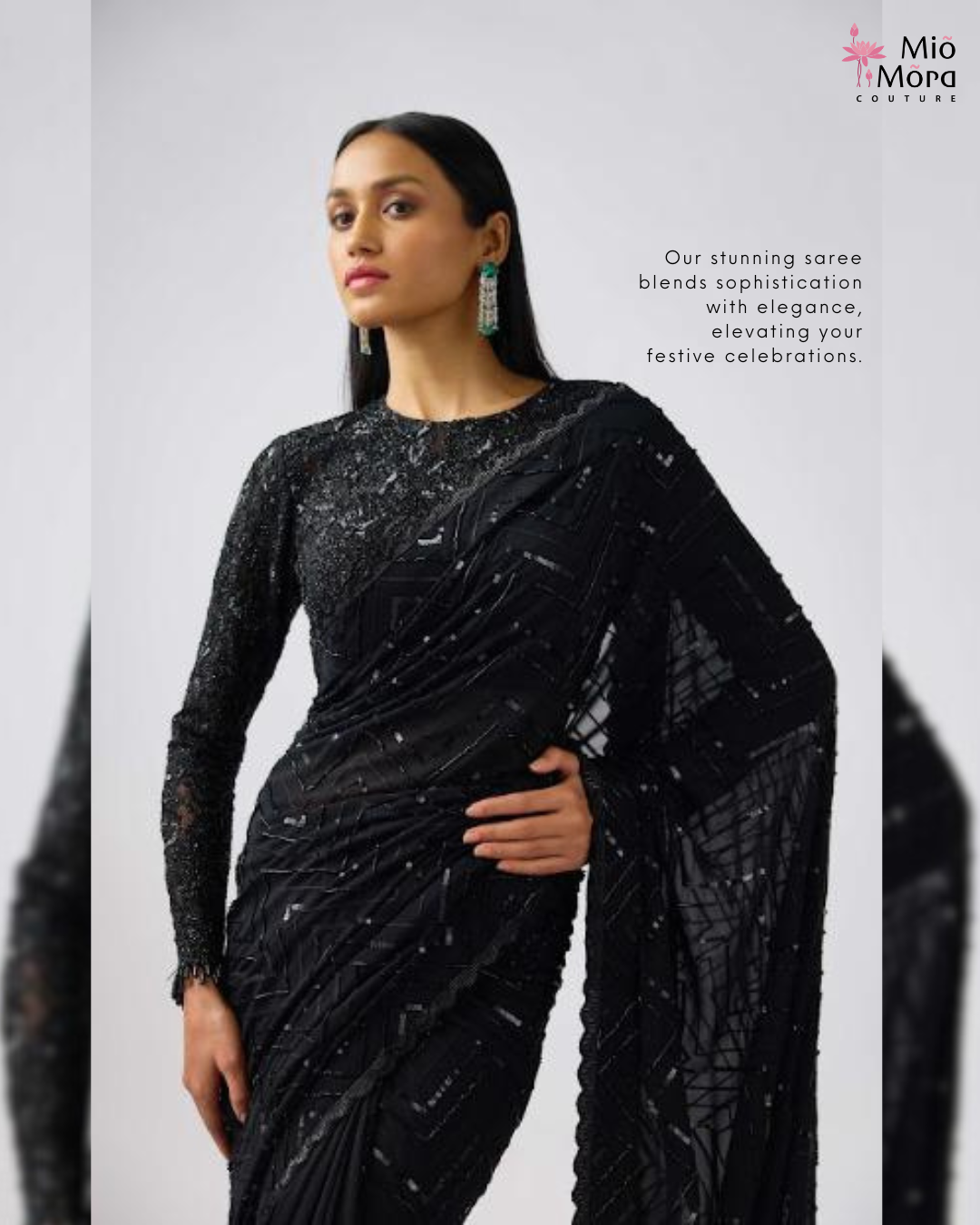 Black Sequined Sareee