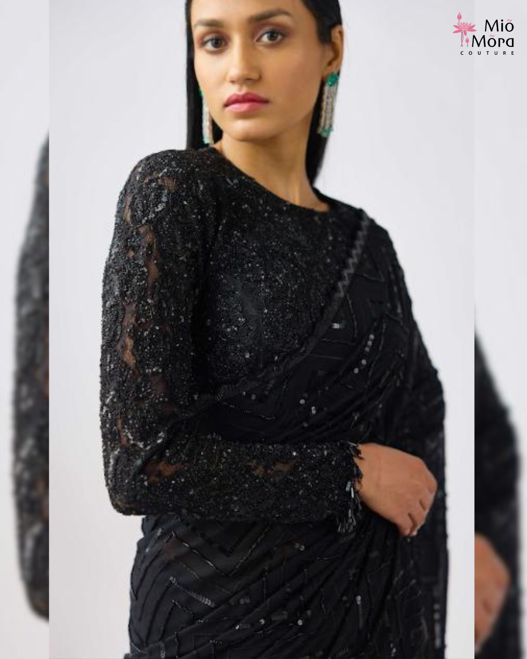 Black Sequined Sareee