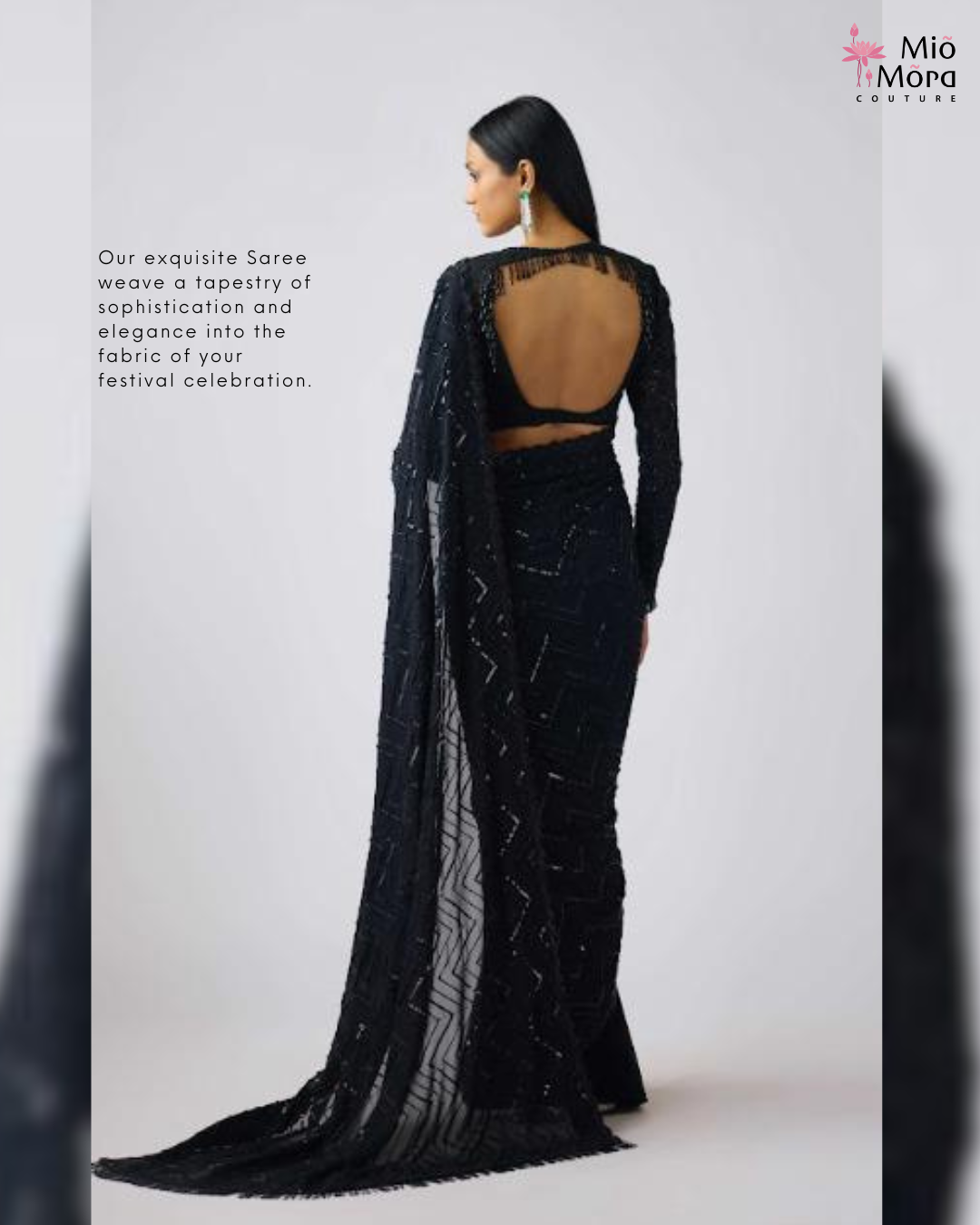 Black Sequined Sareee