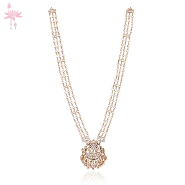Mia Kundan Necklace with Gold Chains – Exquisite Kundan Jewelry for Elegant Occasions
