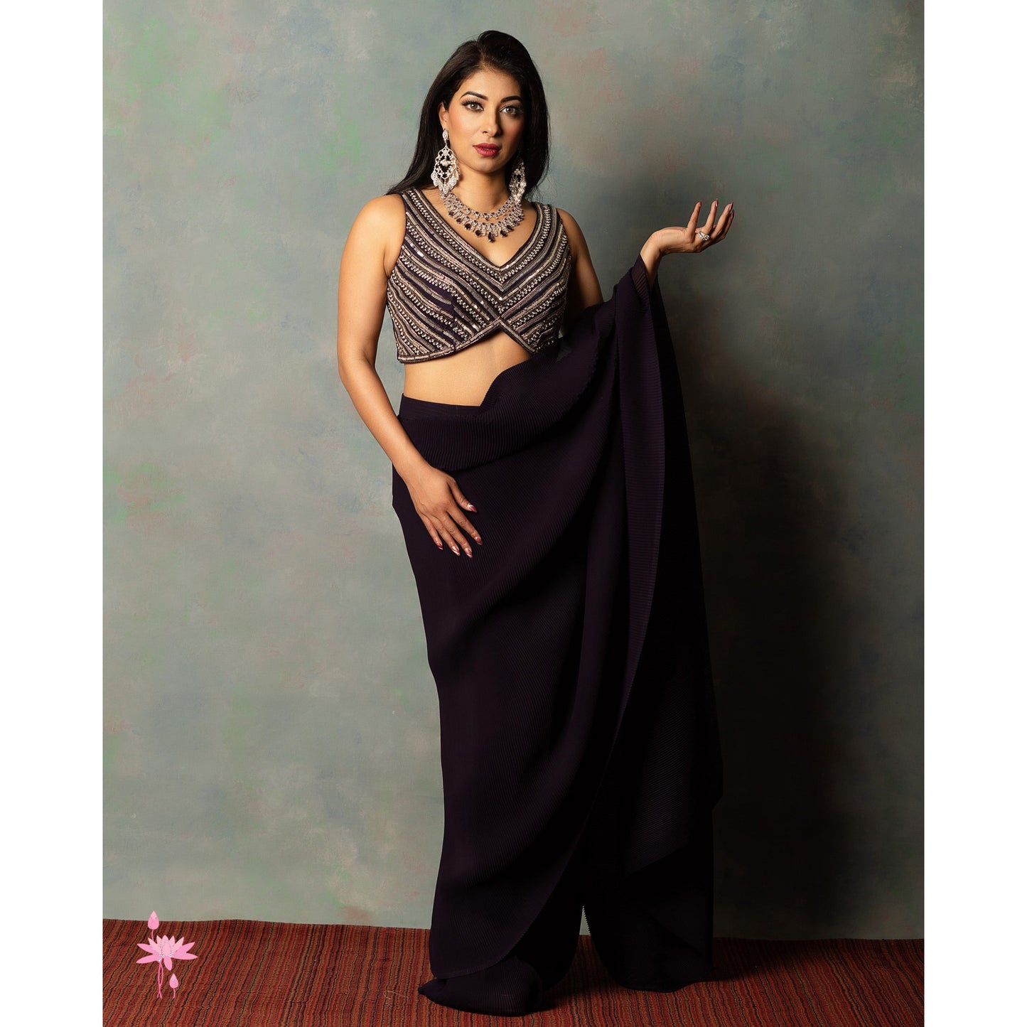 Purple Saree with Designer Blouse
