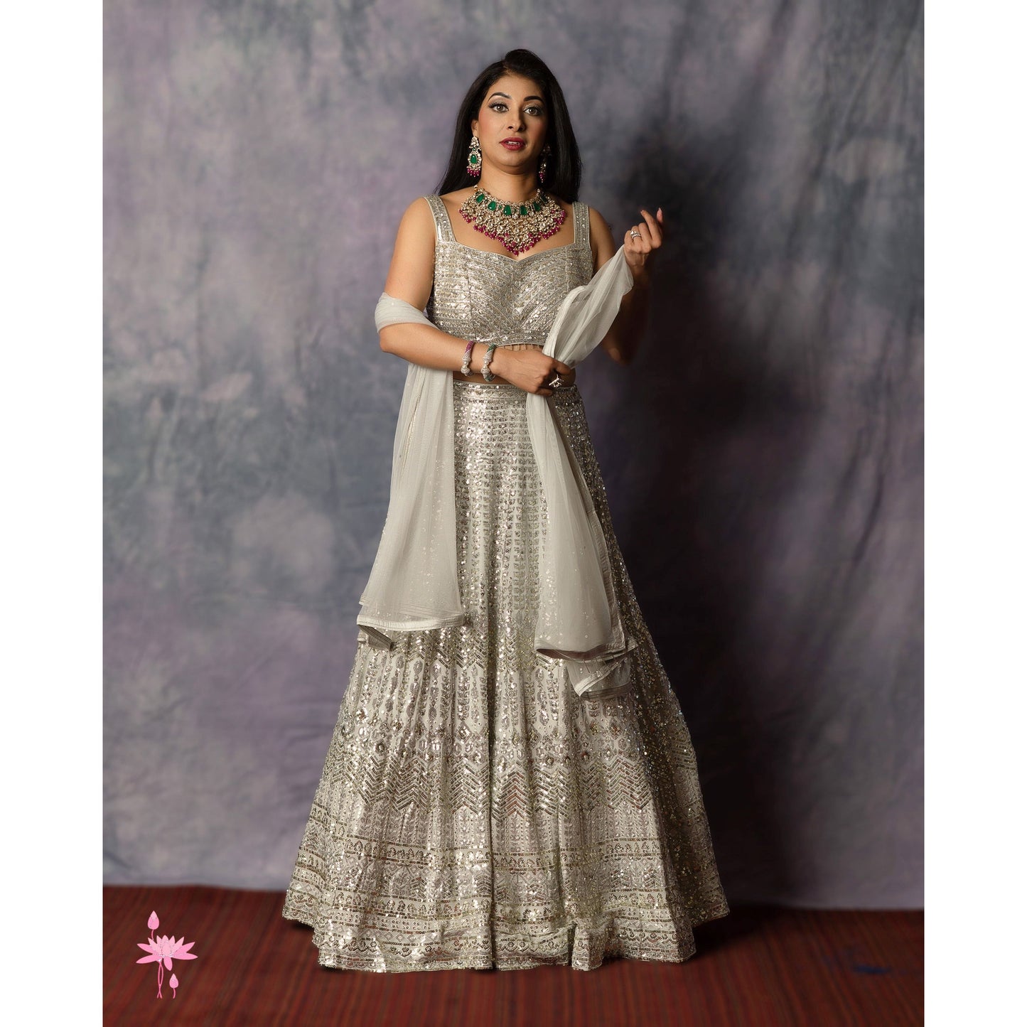Silver Sequined Lehnga