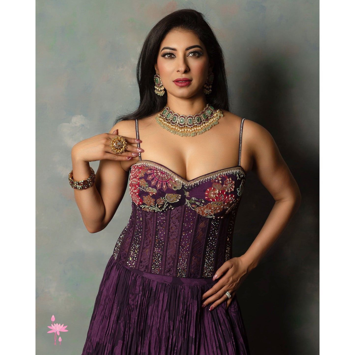 Amaya Multi Color Necklace with Earrings - Bridal Set