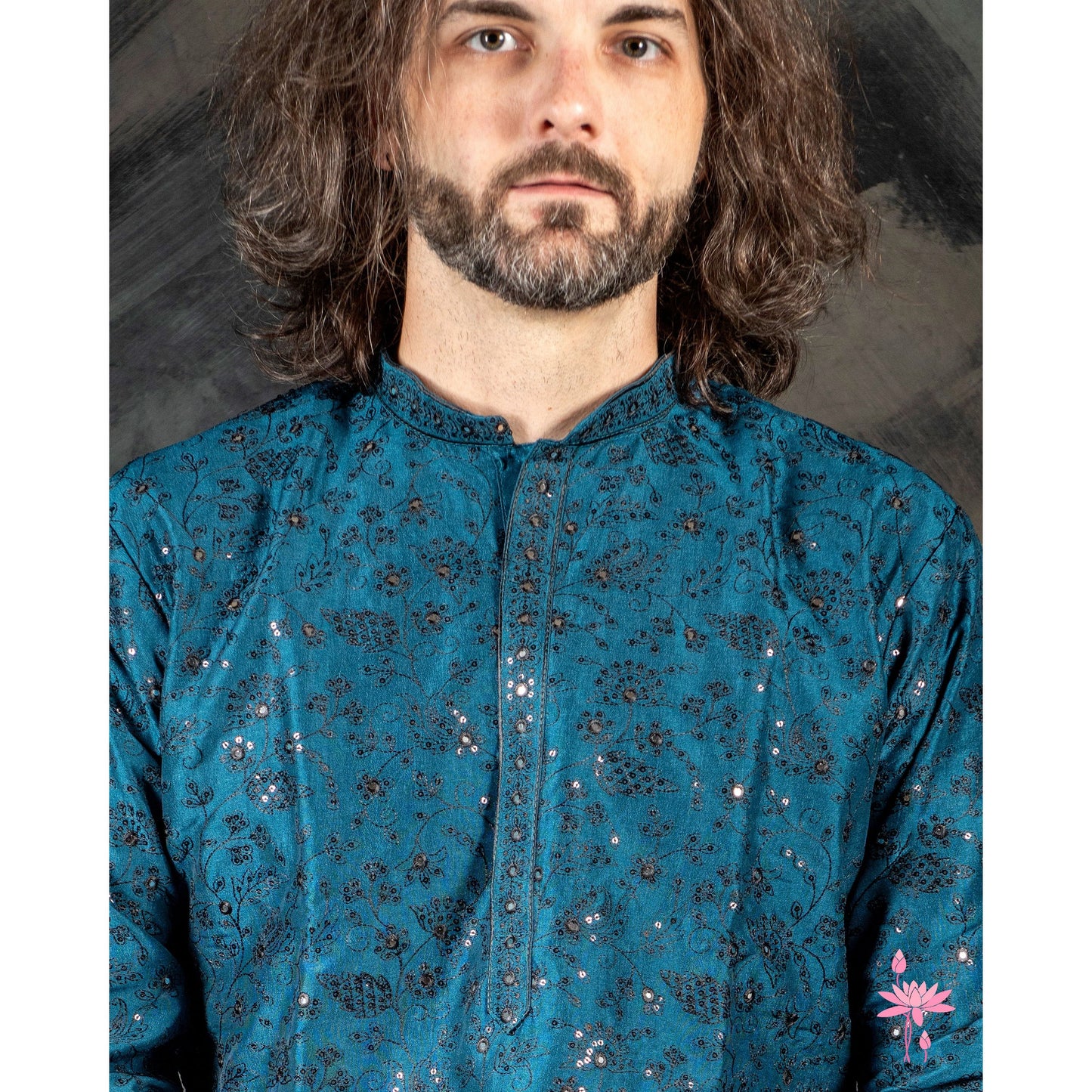 Teal Blue Embroidered Kurta Set – Elegant Men’s Festive Kurta with Intricate Embroidery
