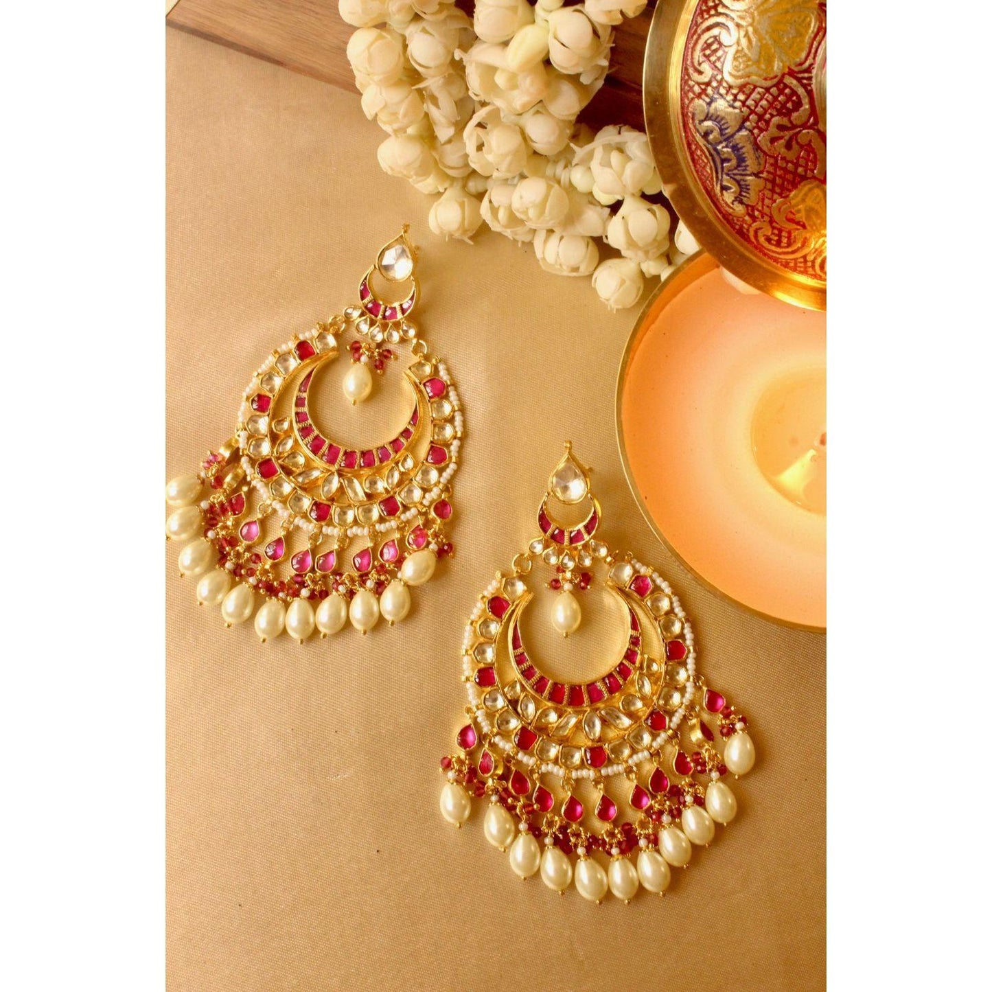 Pihu Kundan & Pearl Earrings