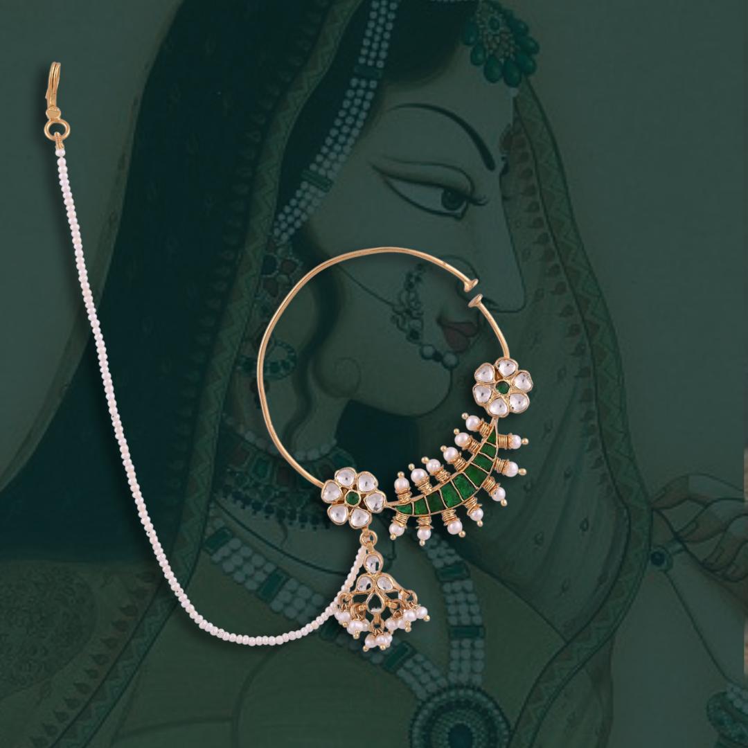 Silver Nath with Kundan Accents