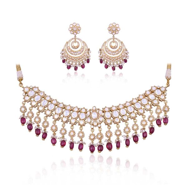 Bridal Kundan Polki Set with Ruby Stones: A Luxurious Jewelry Set for Your Special Day