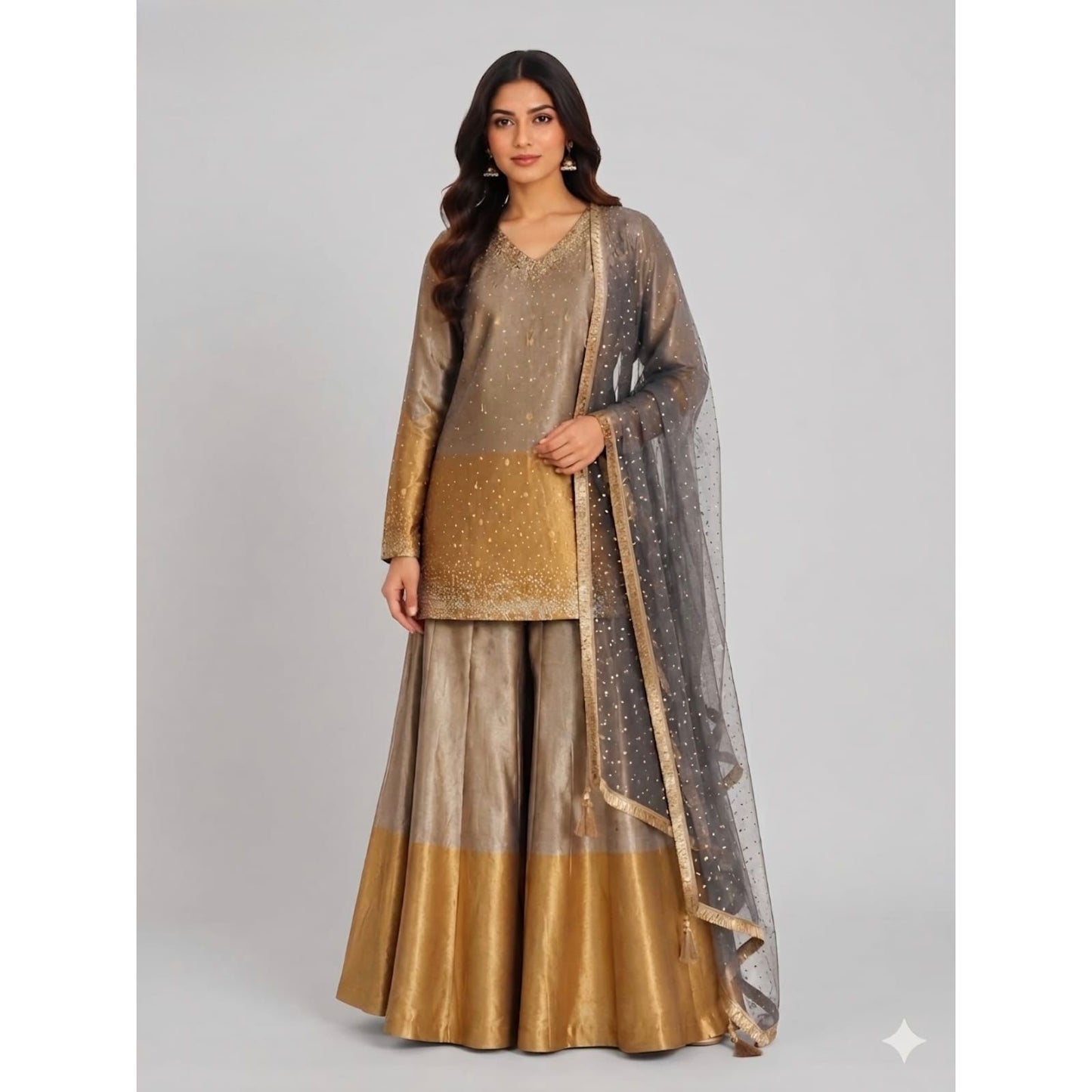 Taupe & Gold Designer Kurta Set