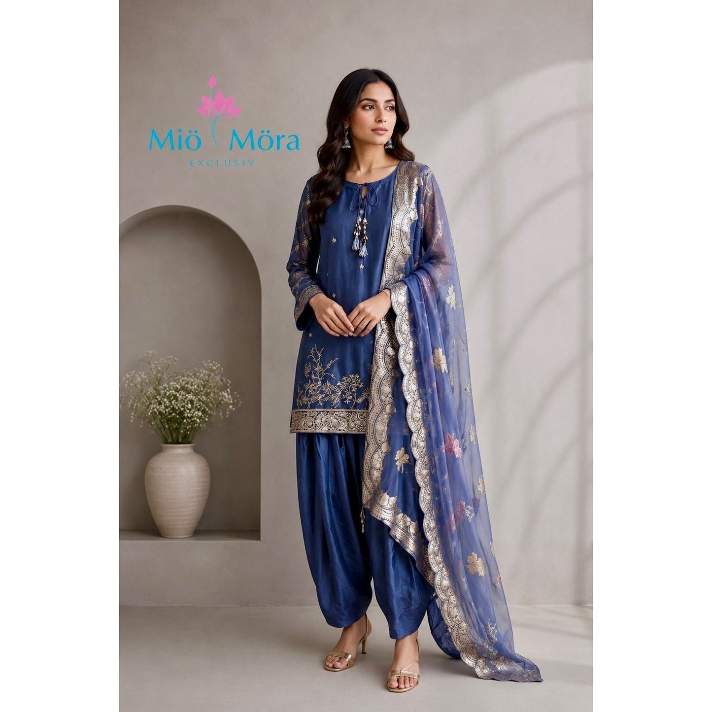 Midnight Blue Embroidered Kurta Set