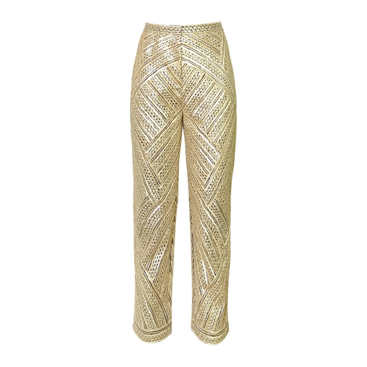 High Waisted Gota Embroidered Pant