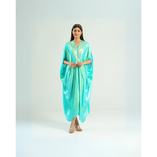 Turquoise Bandhini Kaftan