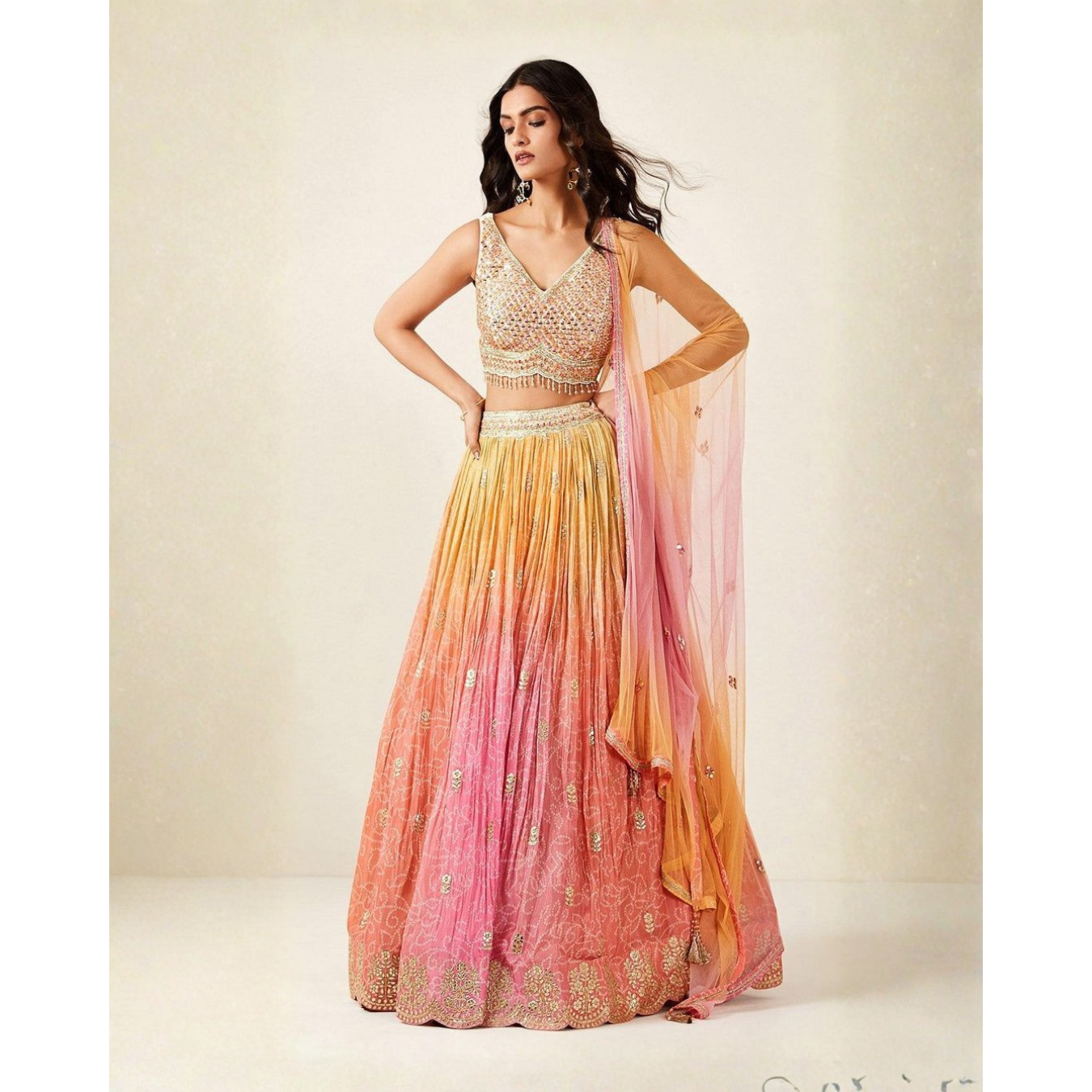 Multi Color Bandhini Lehnga
