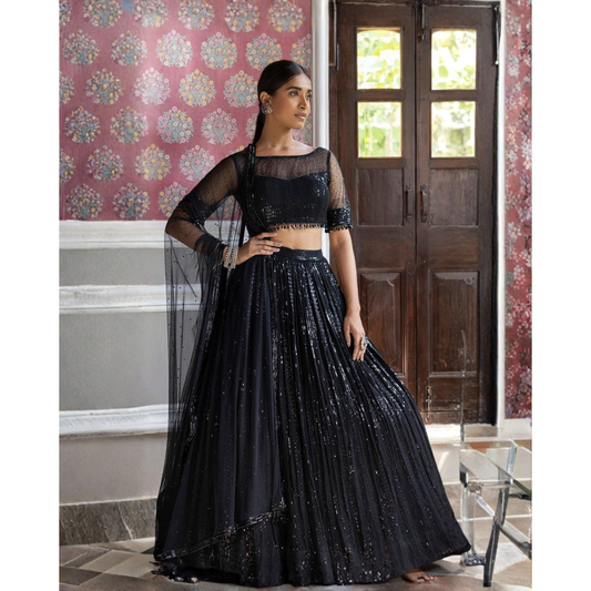 Black Sequin Lehnga Set