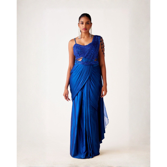 Royal Blue Pre Draped Saree