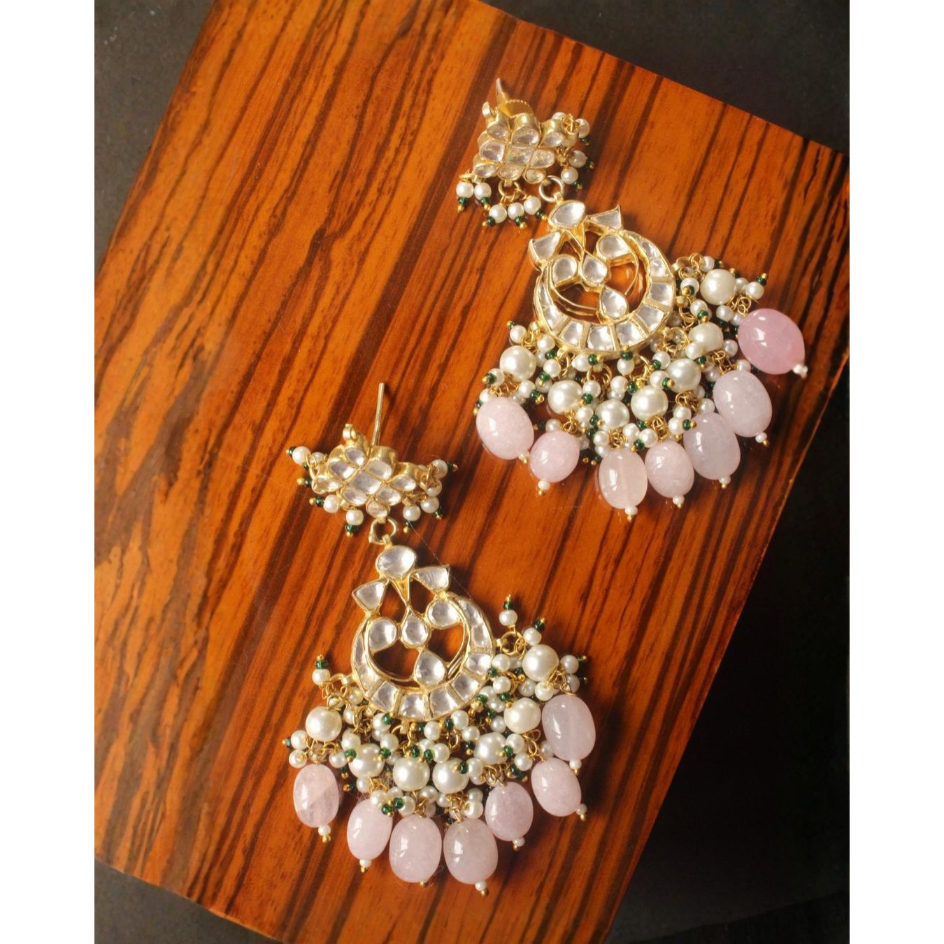 Pink Kundan Earrings