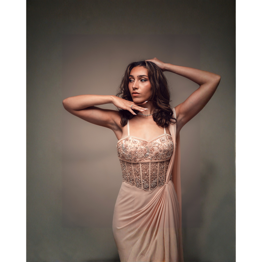 Peach Saree Gown