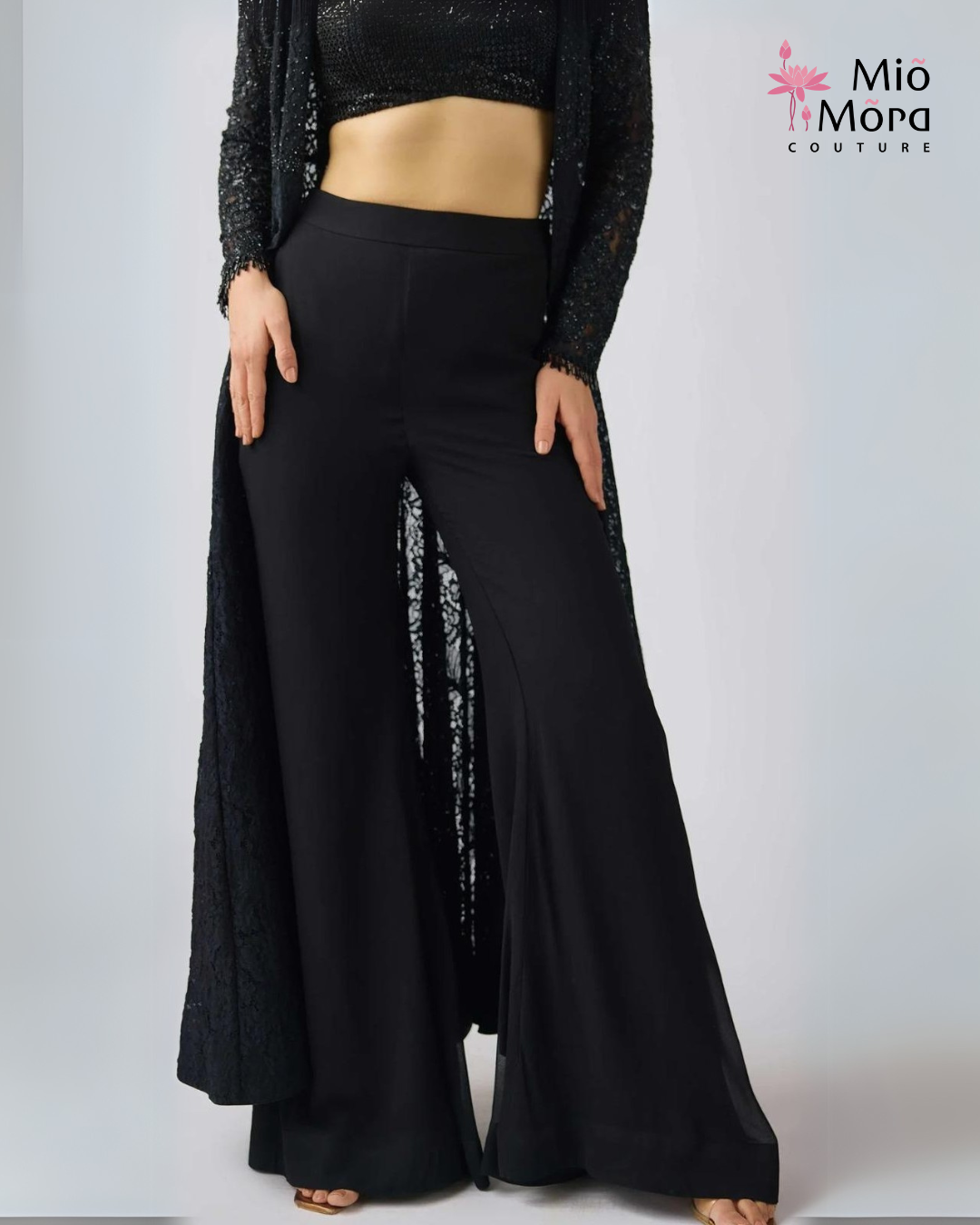 Black Cape Set with Chantilly Lace Jacket