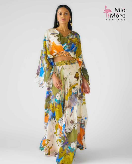Floral Skirt with Blouse