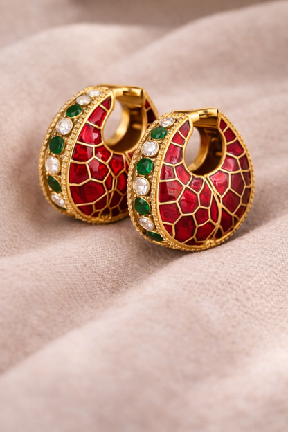 Red Enamel Earring