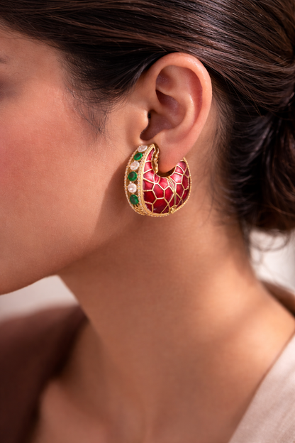 Red Enamel Earring