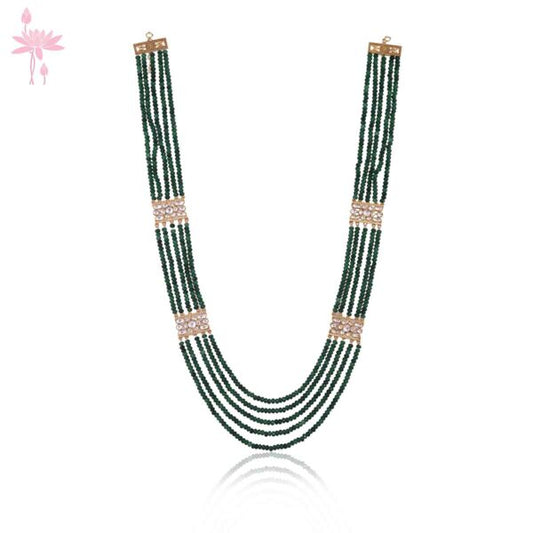 Alia Necklace – Stunning Emerald Strings with Kundan Tukdi Design