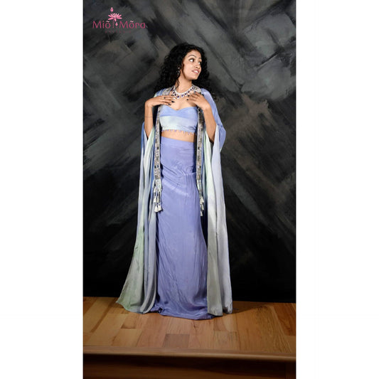 Indo Western Lavender Skirt with Cape
