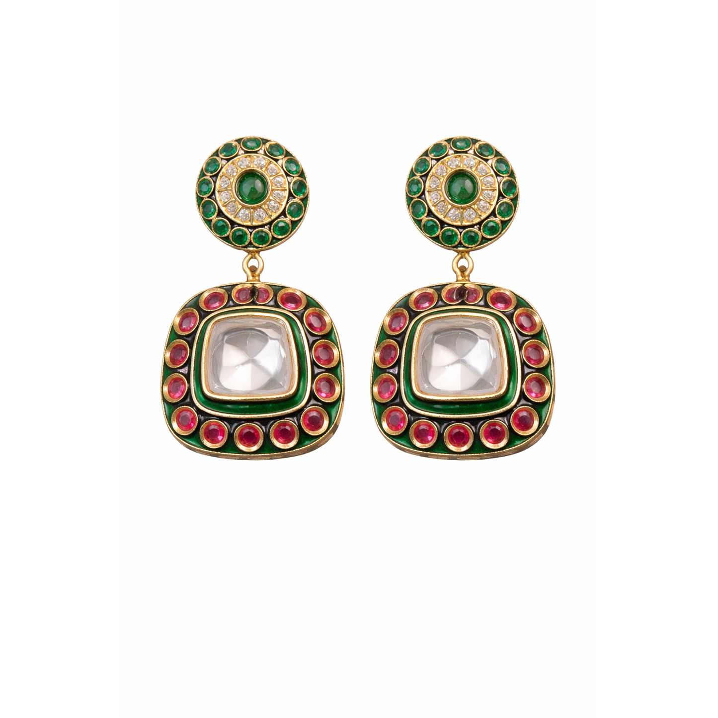 Green/Red Mosanite Earrings