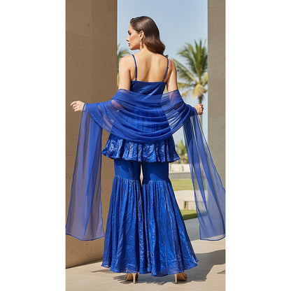 THE SAPPHIRE ECLAT PEPLUM SHARARA SET